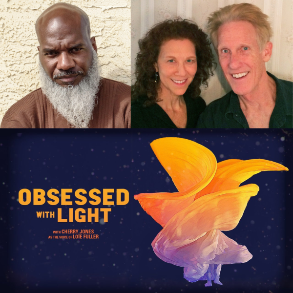 Graphic with two photos. One of a man and the other of a man and a woman. The graphic reads "Obessed with Light."