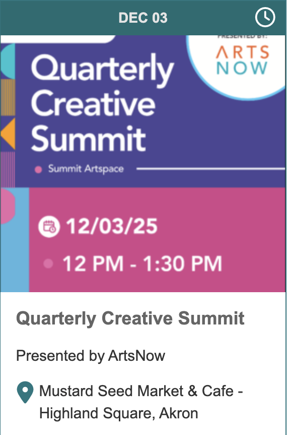 Purple and pink graphic announcing the Quarterly Creative Summit