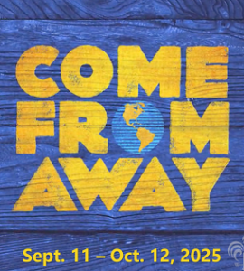 Yellow and blue graphic with a globe