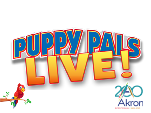 Graphic that reads "Puppy Pals Live!" 