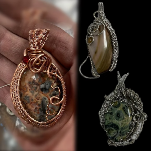 Photo of two pendants. 