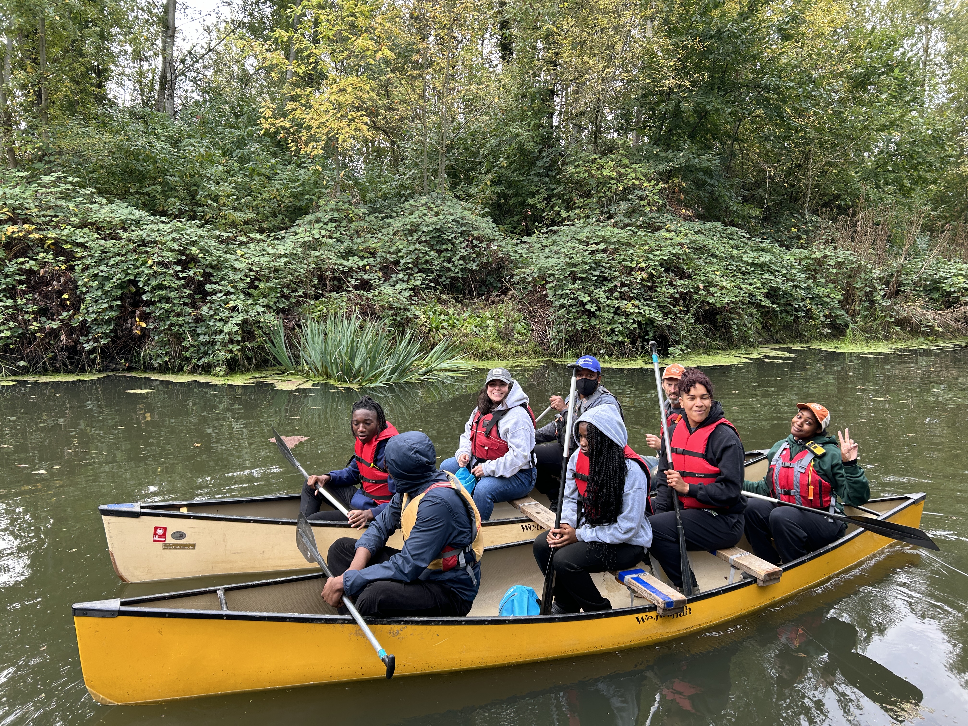 Blueprint students on a Columbia Slough paddle.