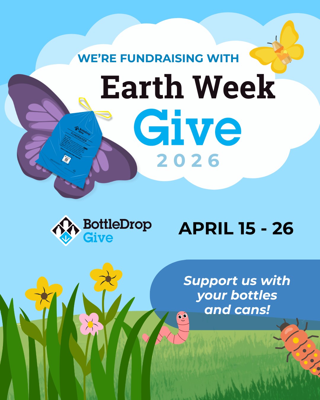 Earth Week Give 2026 Poster with butterfly.